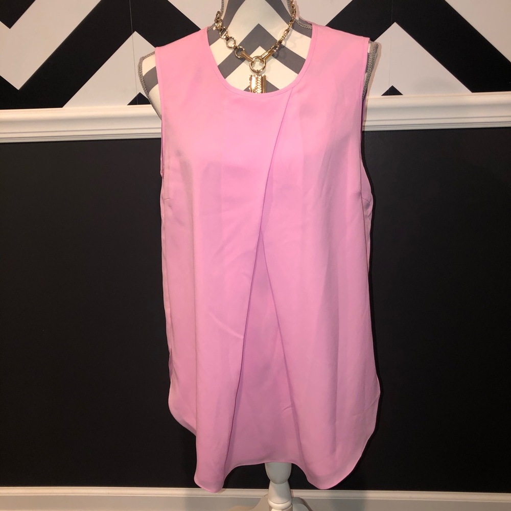 NEW-DKNYC “Freesia” Pink Sleeveless Chiffon Blouse